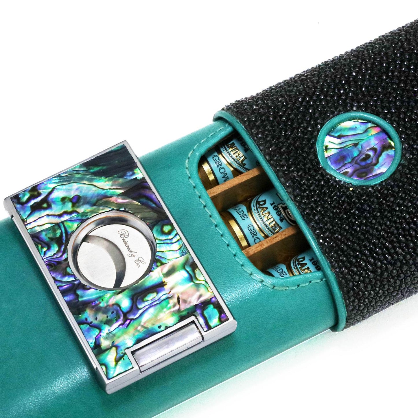 The "Show Band" 3 Cigar Case - Abalone and Stingray Leather Collection (Limited Edition)