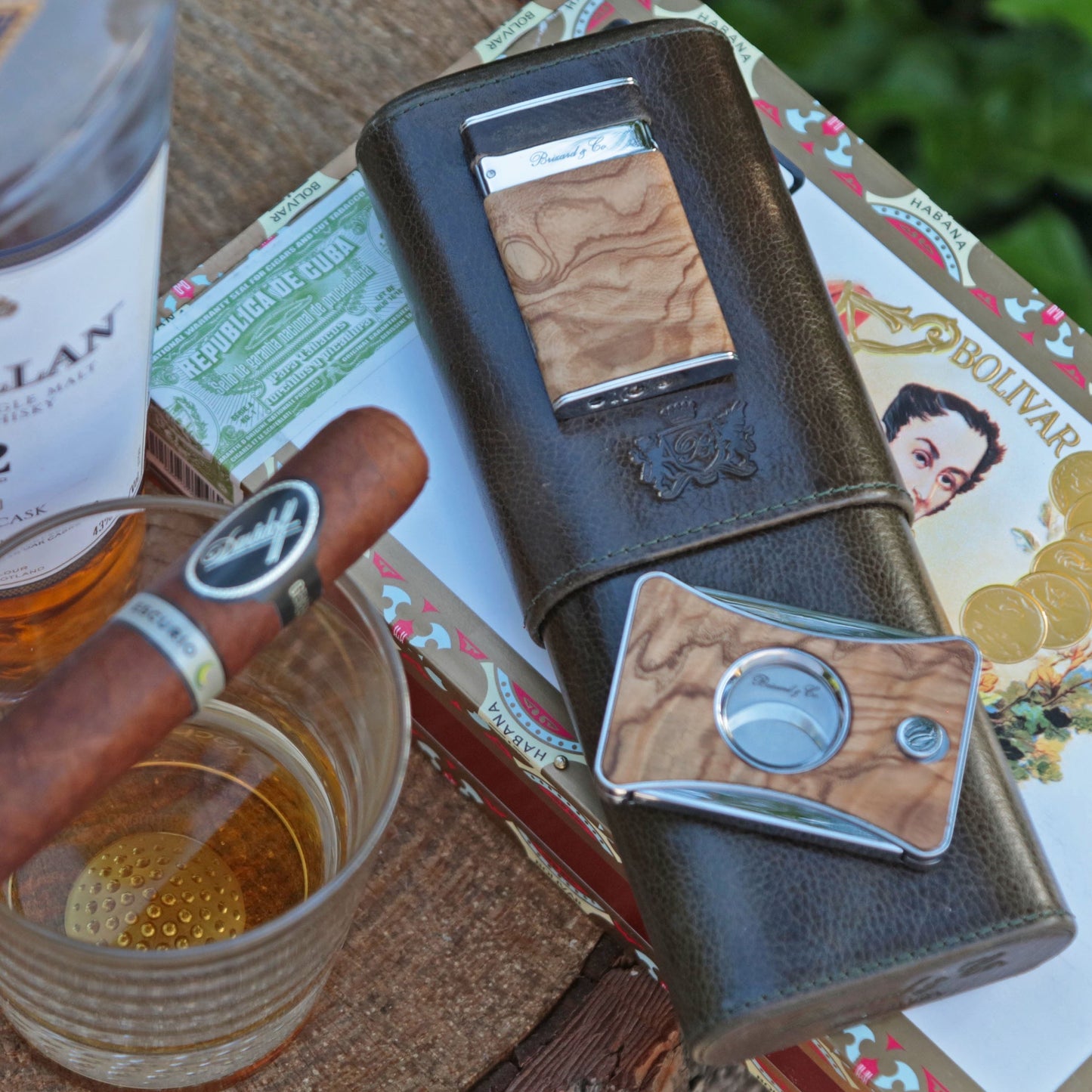 The "Elite Series 2" Cutter - Antique Olive Leather and Olive Wood