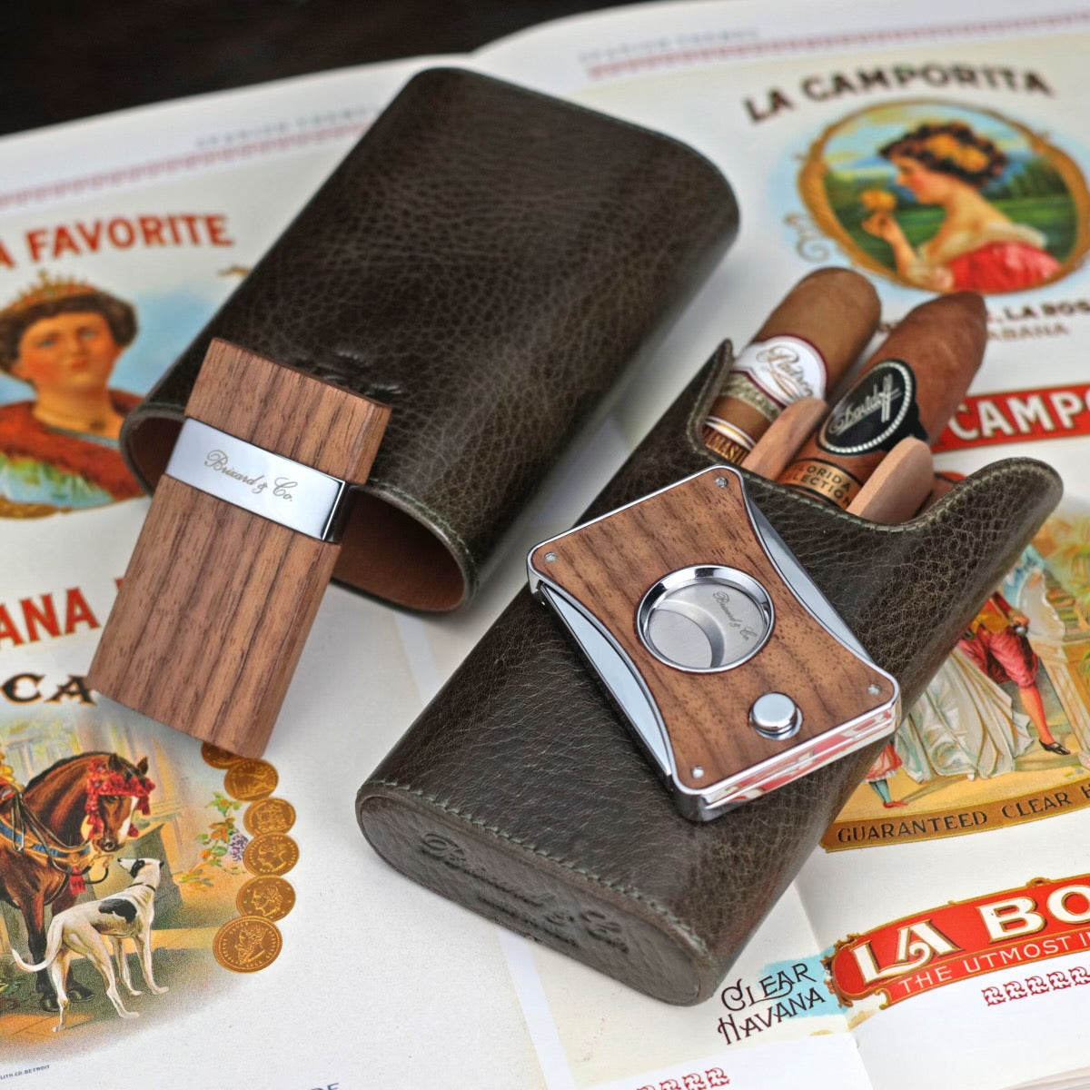 The "Elite Series 2" Cutter - Antique Olive Leather and Olive Wood
