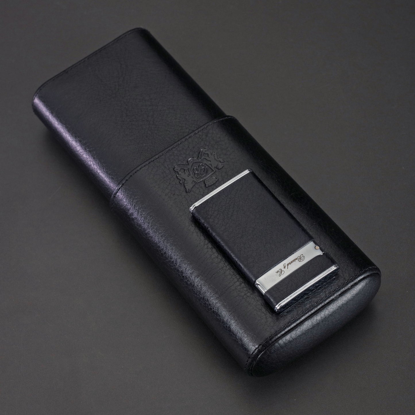 The "Show Band" 3 Cigar Case - Black Leather