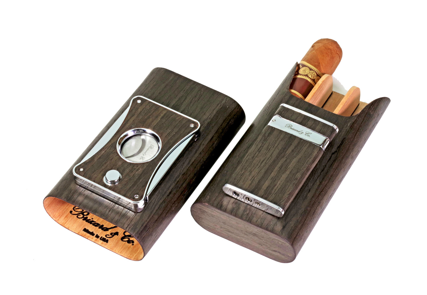 "Show Band" 3 Cigar Case - Gunmetal Ebony