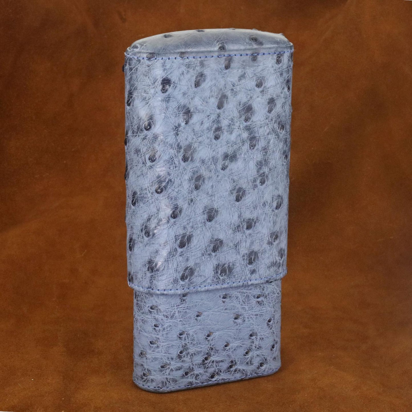 The "Show Band" 3 Cigar Case - "American Blue Jeans" Ostrich