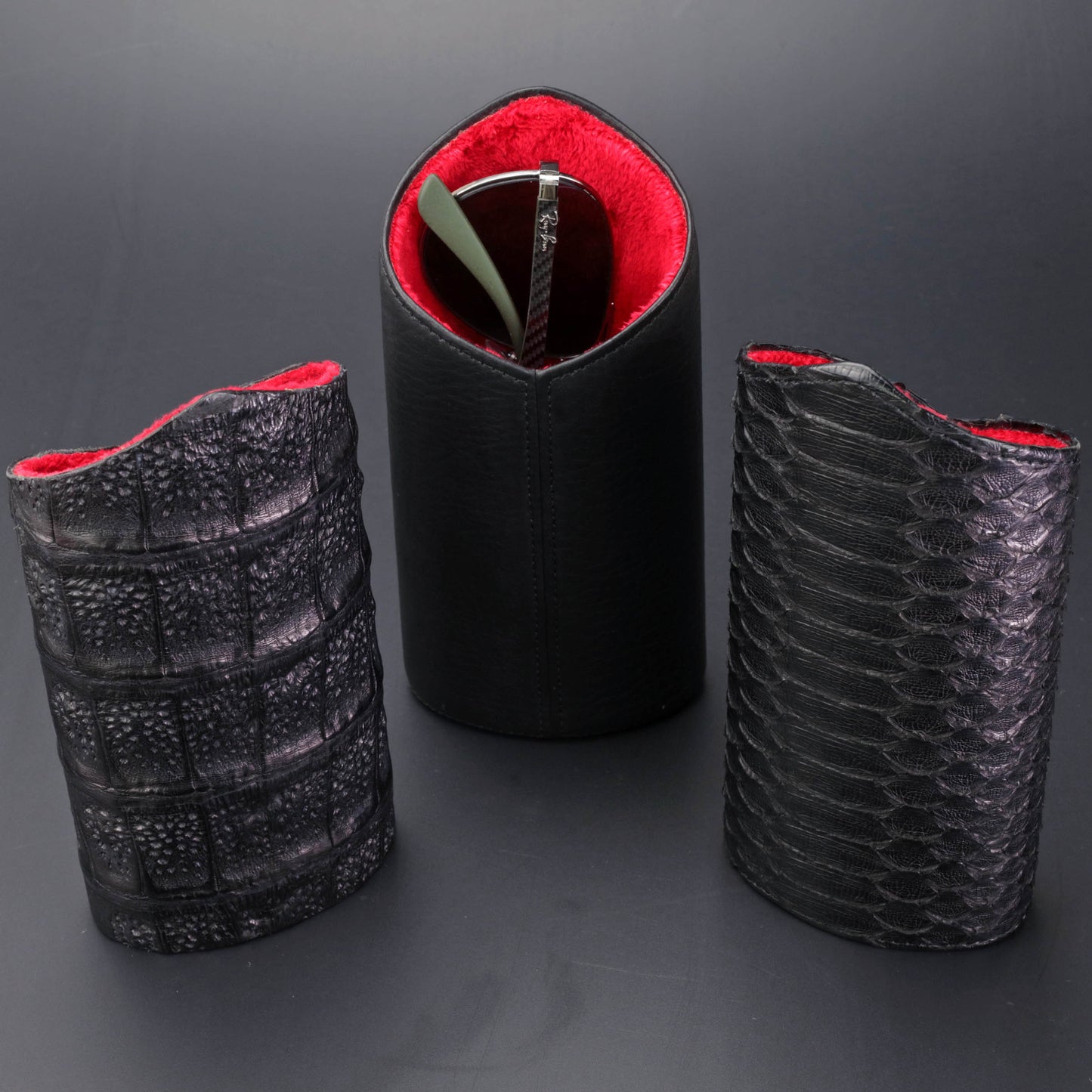 The Luxury Eyewear Stand - Genuine Black Caiman Alligator
