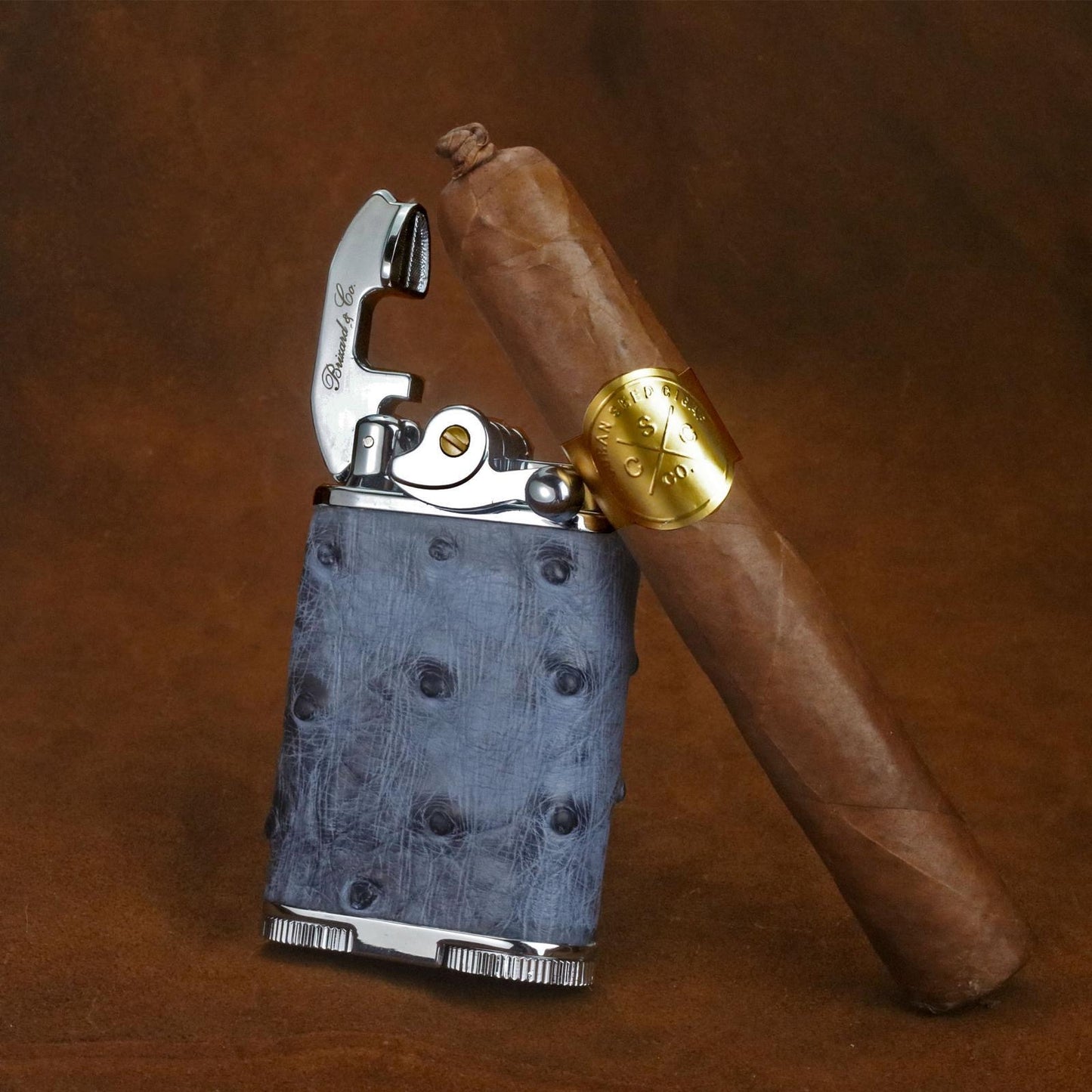 Gatsby Lighter - "American Blue Jeans" Ostrich