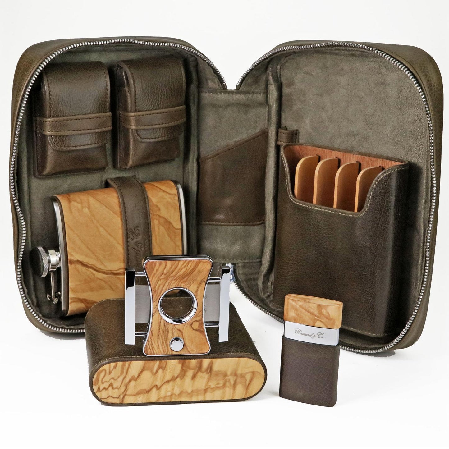 The "Elite Series 2" Cutter - Antique Olive Leather and Olive Wood