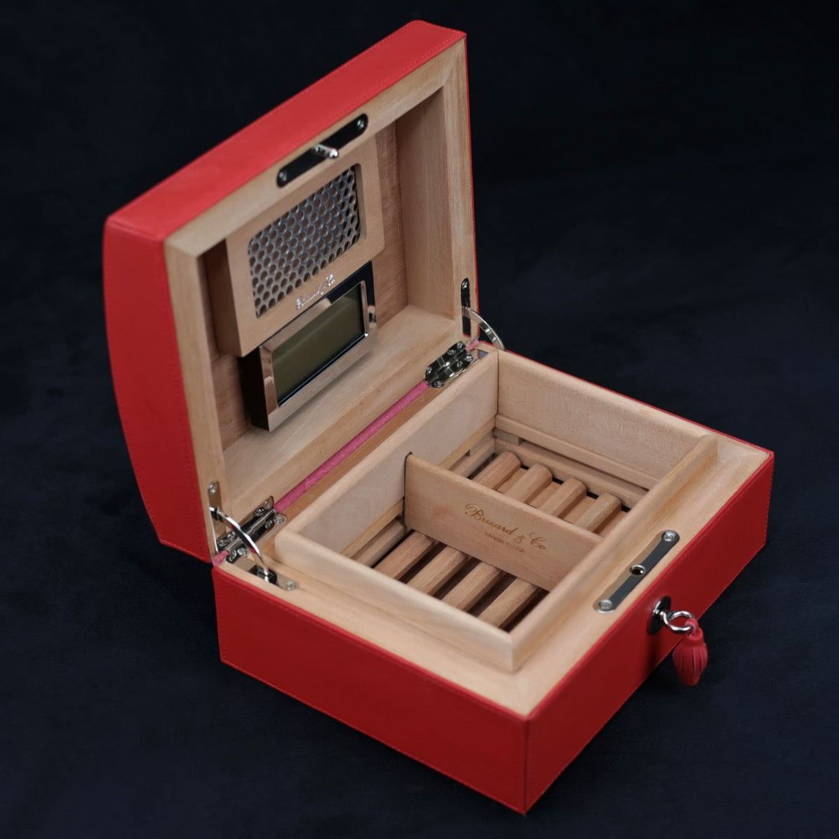 "La Casita de Puros" Humidor - Red Leather (12/20 Count)
