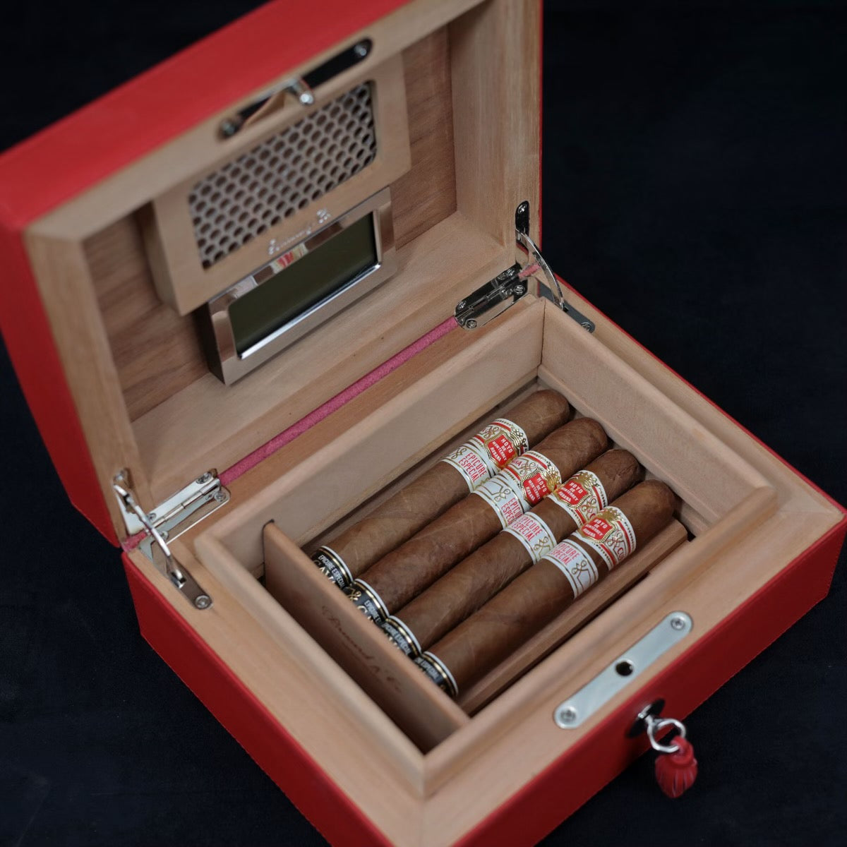 "La Casita de Puros" Humidor - Red Leather (12/20 Count)