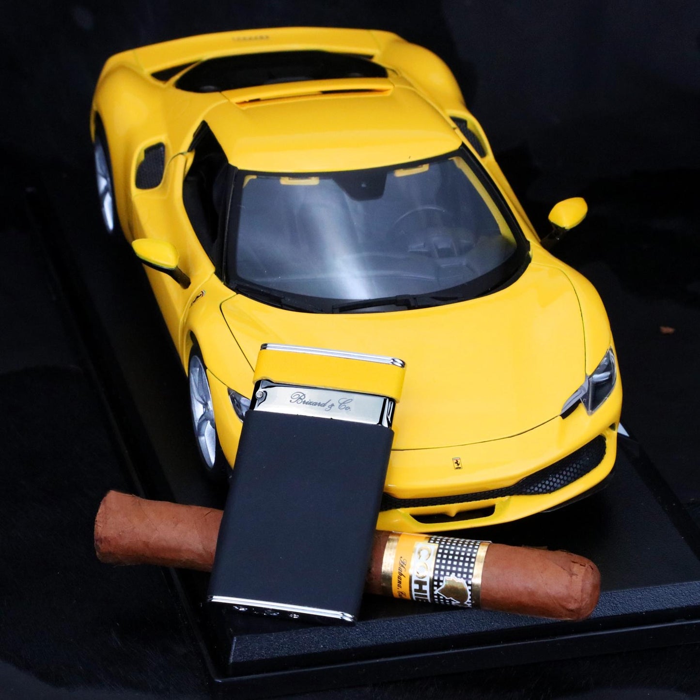 The "Sottile" Lighter - Black and Yellow Leather