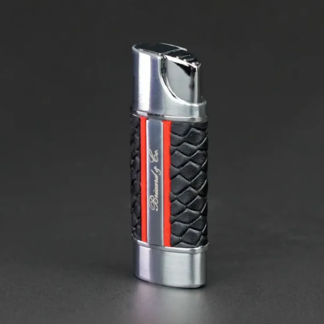 The "Nano" Lighter - Black Python Pattern and Red Leather