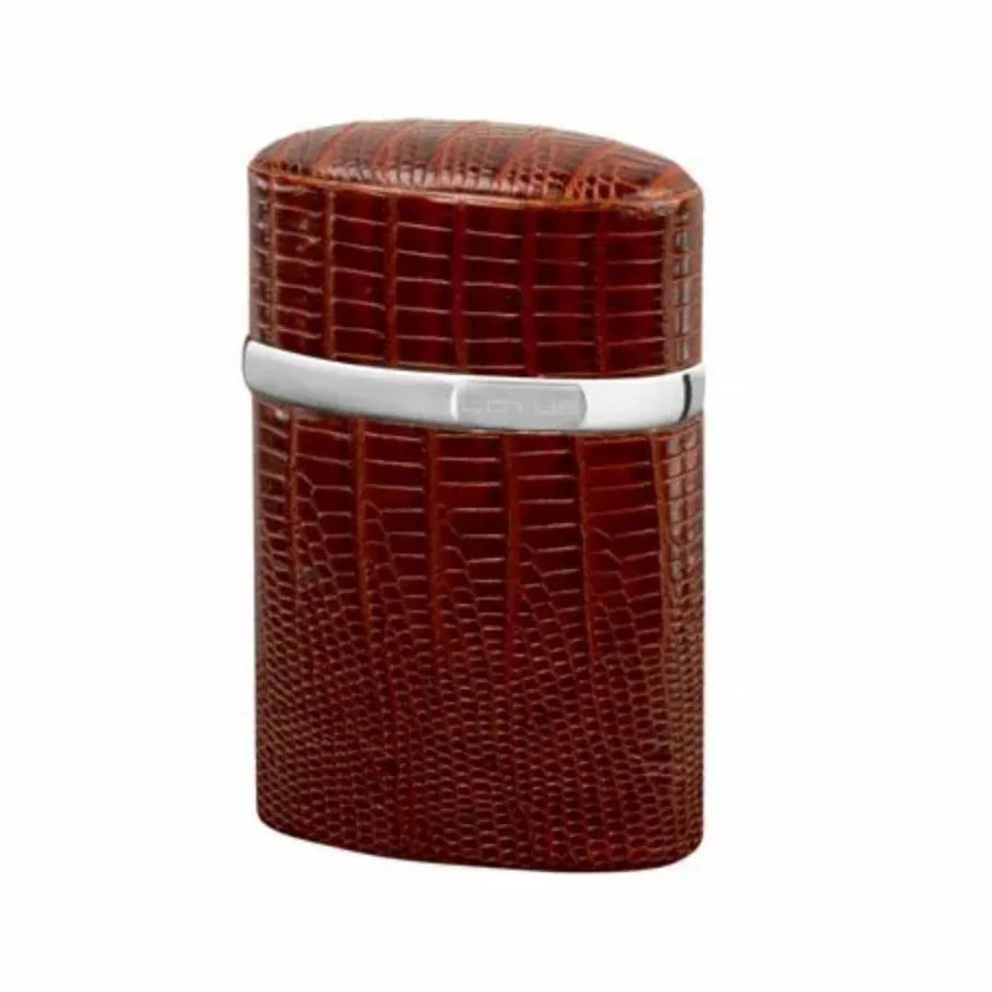 The "Triple Jet" Table Lighter - Lizard Pattern Havana