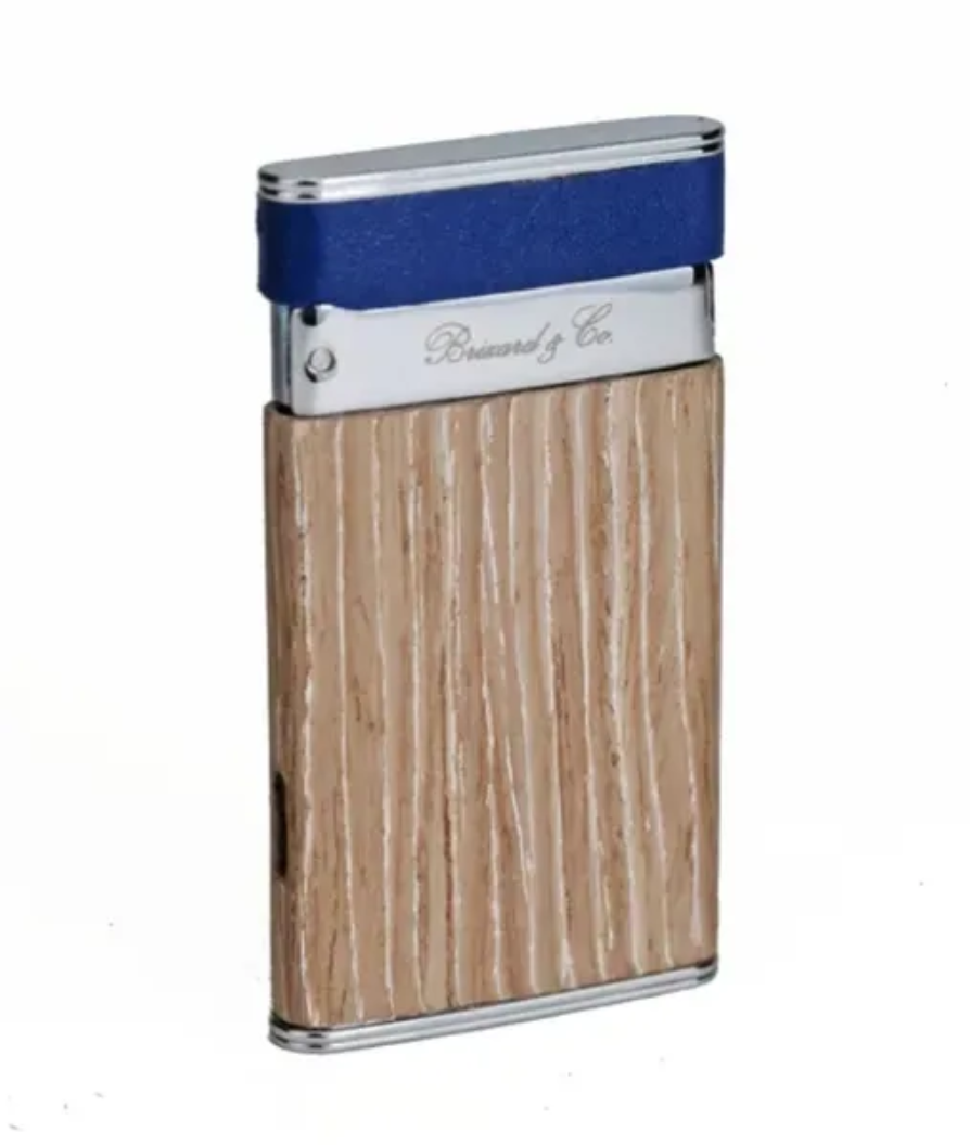 The "Sottile" Lighter - Bleached Oak Wood and Blue Leather