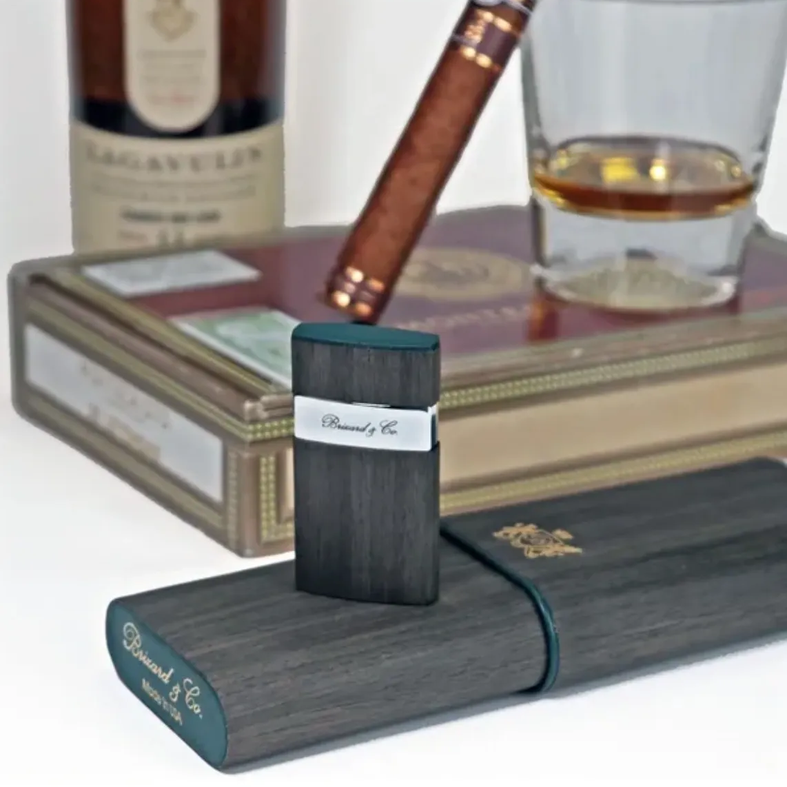 Venezia Lighter - Gunmetal Ebony and Forest Green Leather