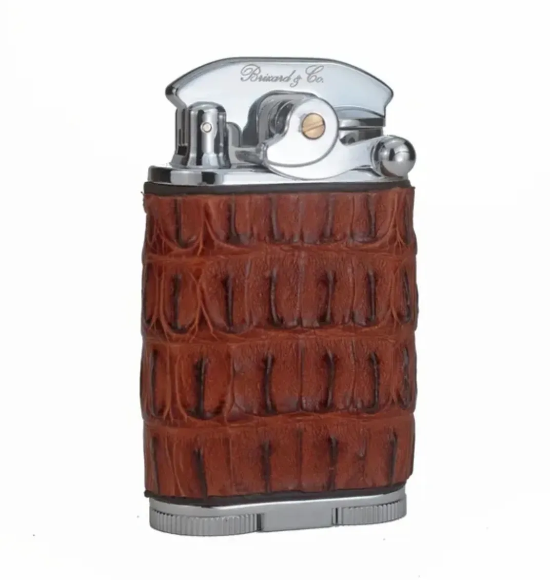 Gatsby Lighter - Genuine Cognac Caiman Alligator