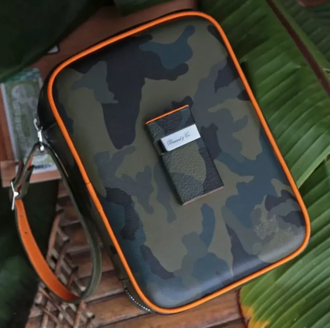Havana Traveler - Camouflage and Orange Leather