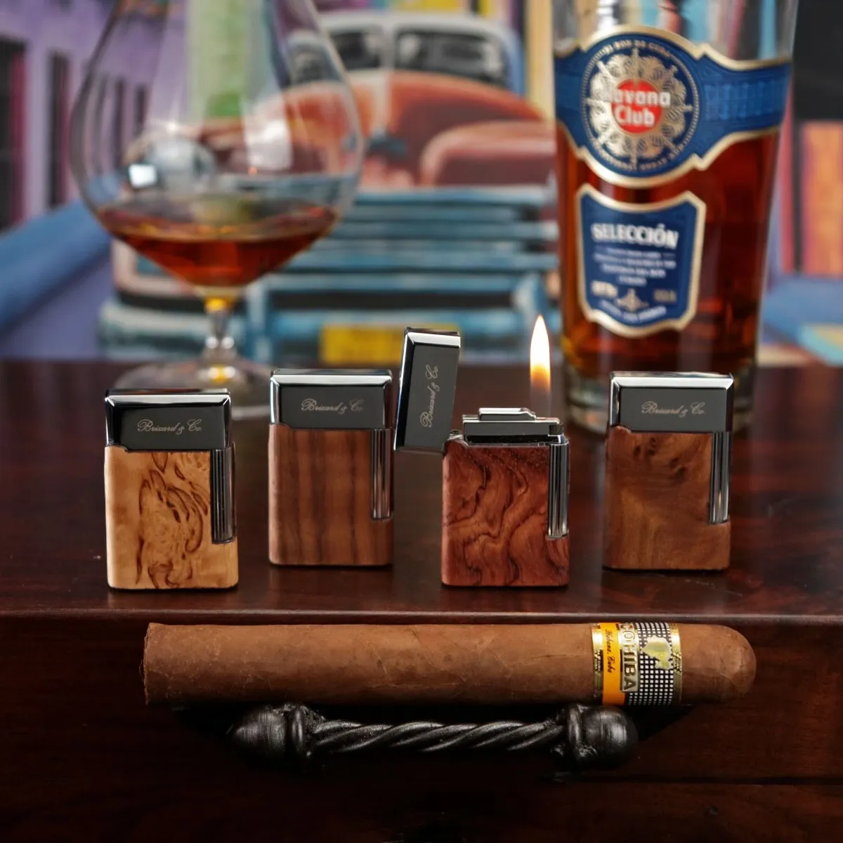 The "Eternel" Double Soft Flame Lighter - Curly Walnut