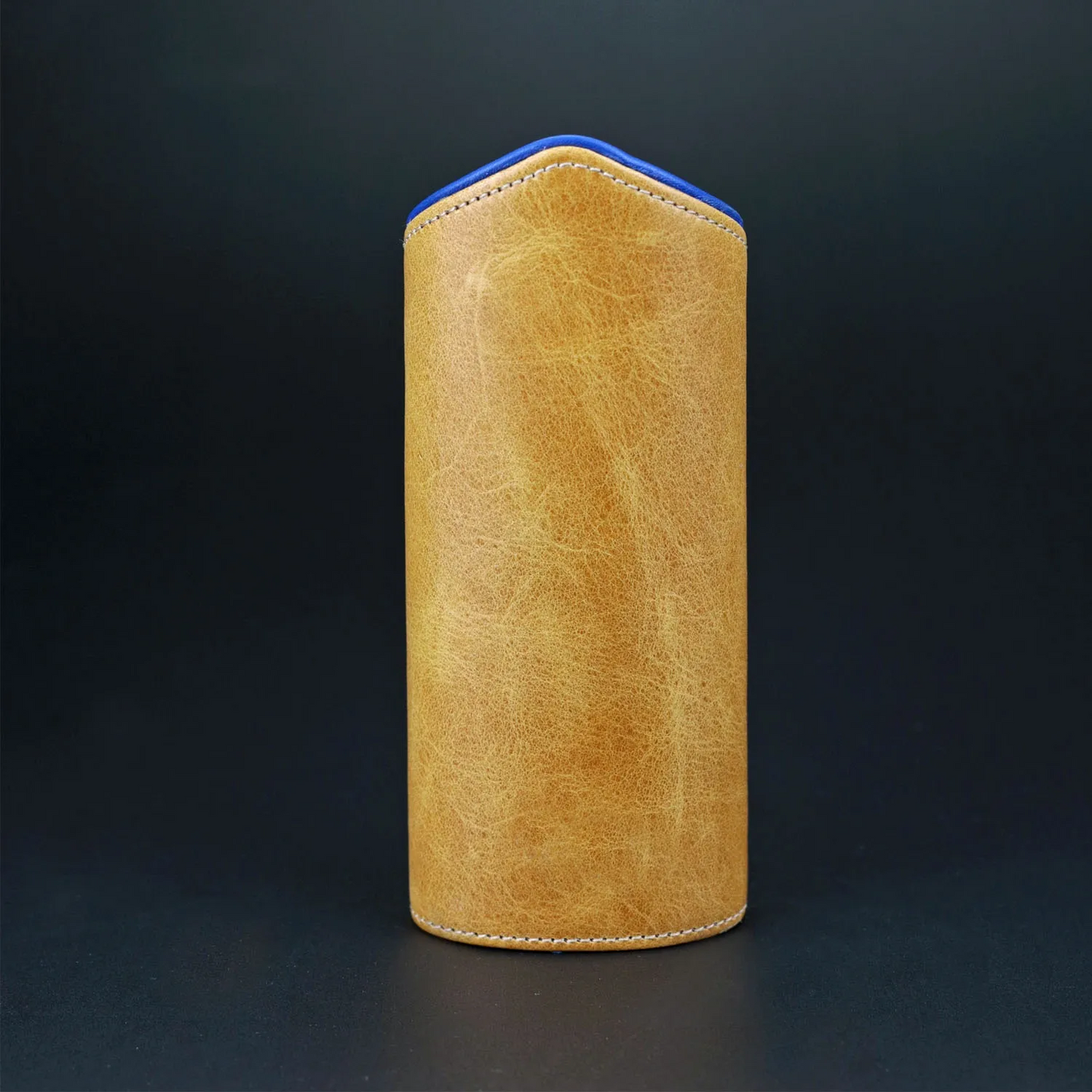 The Luxury Eyewear Stand - Blue and Camel Color Leather