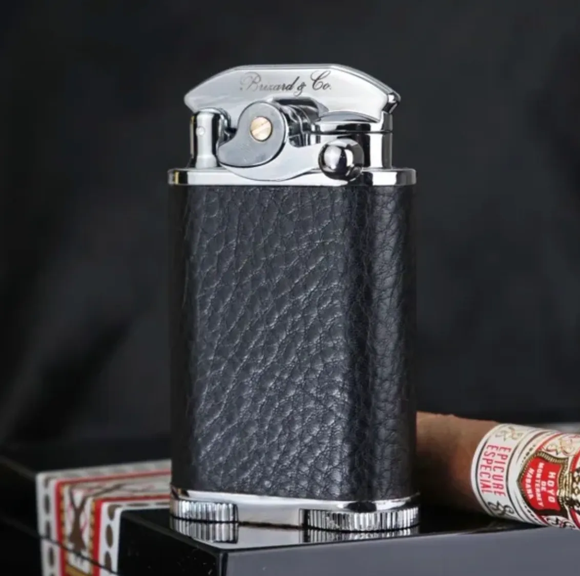 Gatsby Lighter - Black Leather