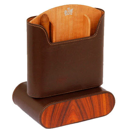 The "Show Band" Travel Humidor - Coffee Leather and Rosewood