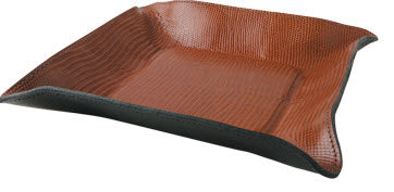 The "Valet" Leather Tray - Lizard Pattern Havana