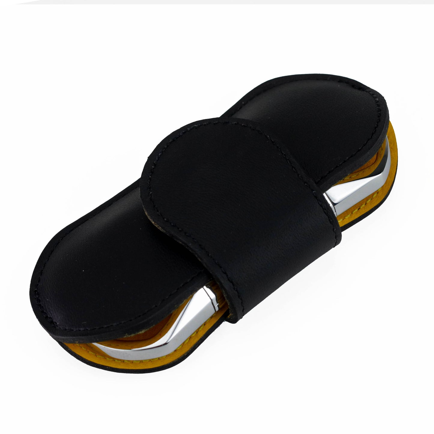 The "V" Cutter - Yellow and Black Leather