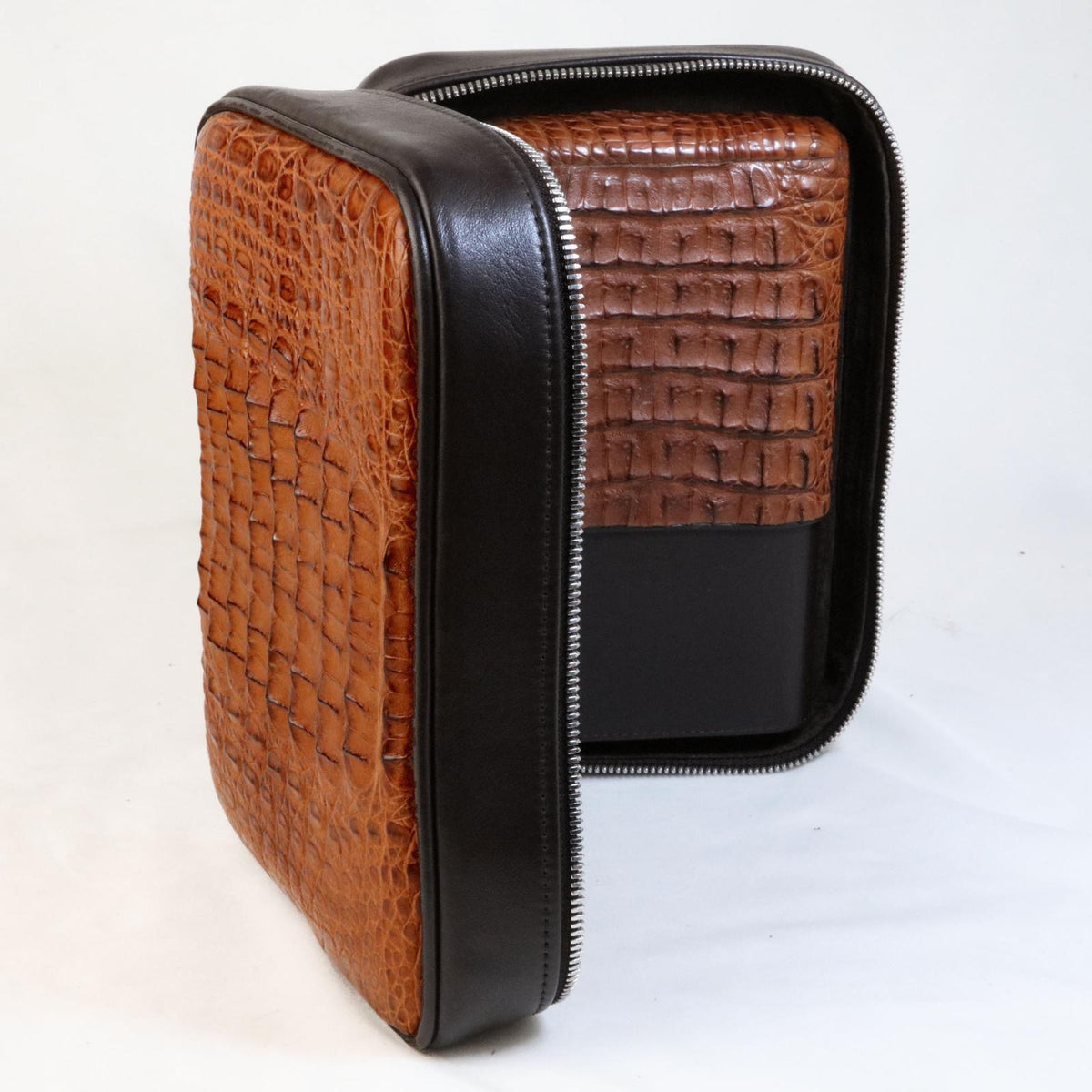 Havana Traveler - Genuine Cognac Caiman Alligator and Coffee Leather