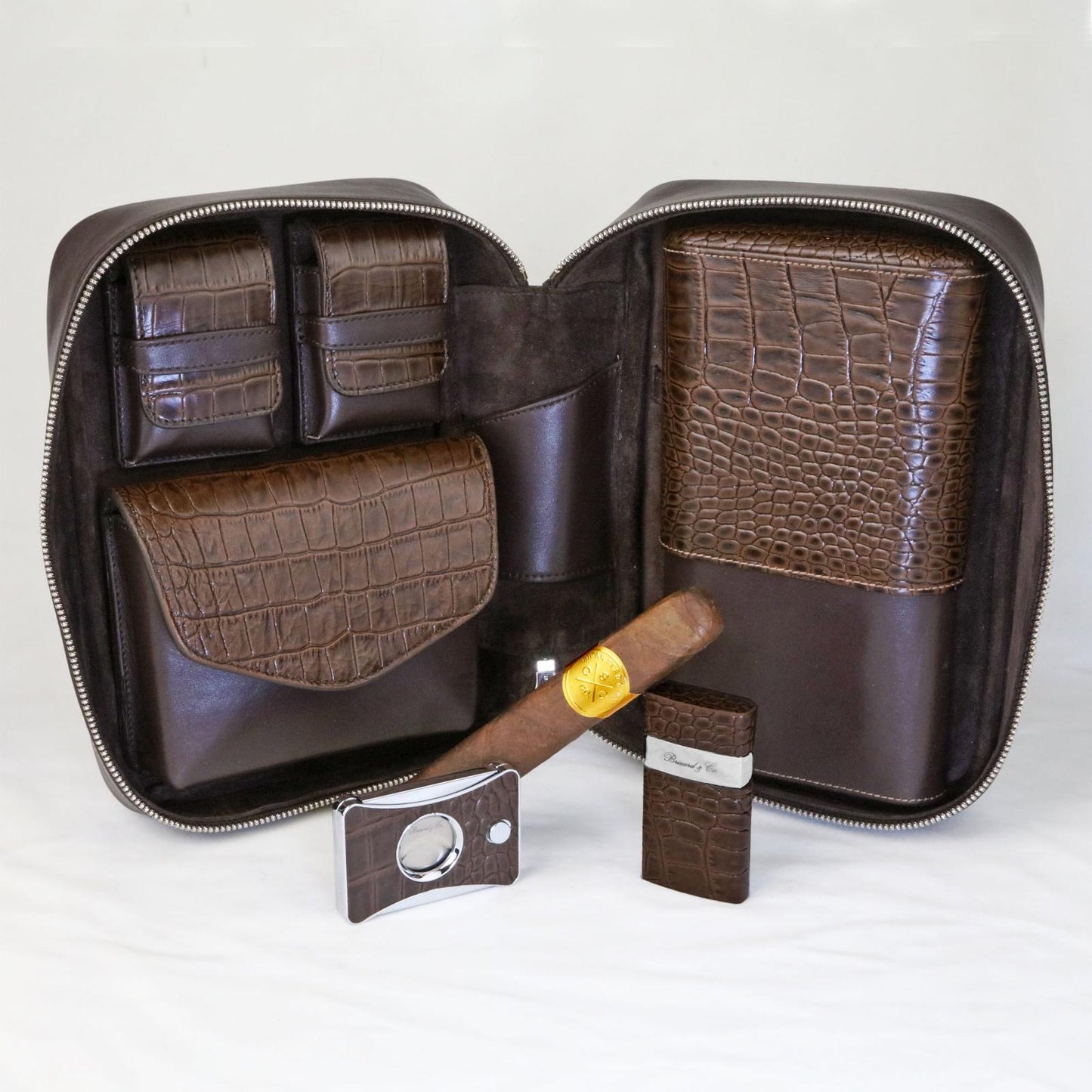 Havana Traveler (Valuables Pouch) - Croco Pattern Tobacco