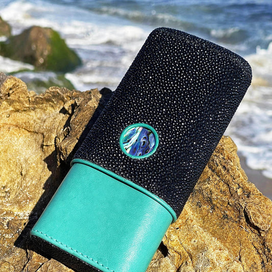 The "Show Band" 3 Cigar Case - Abalone and Stingray Leather Collection (Limited Edition)
