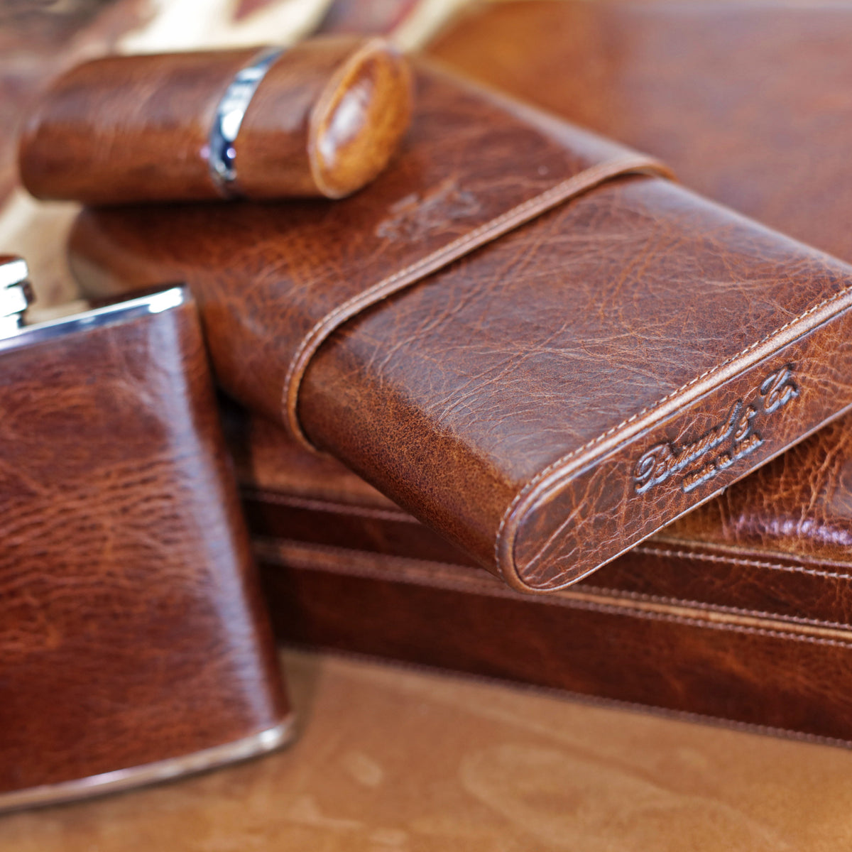 The Flask - Antique Saddle Leather