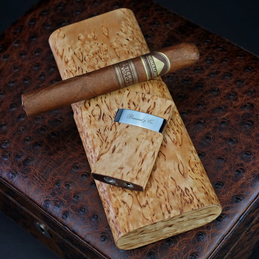 The "Show Band" 3 Cigar Case - Birch Burl
