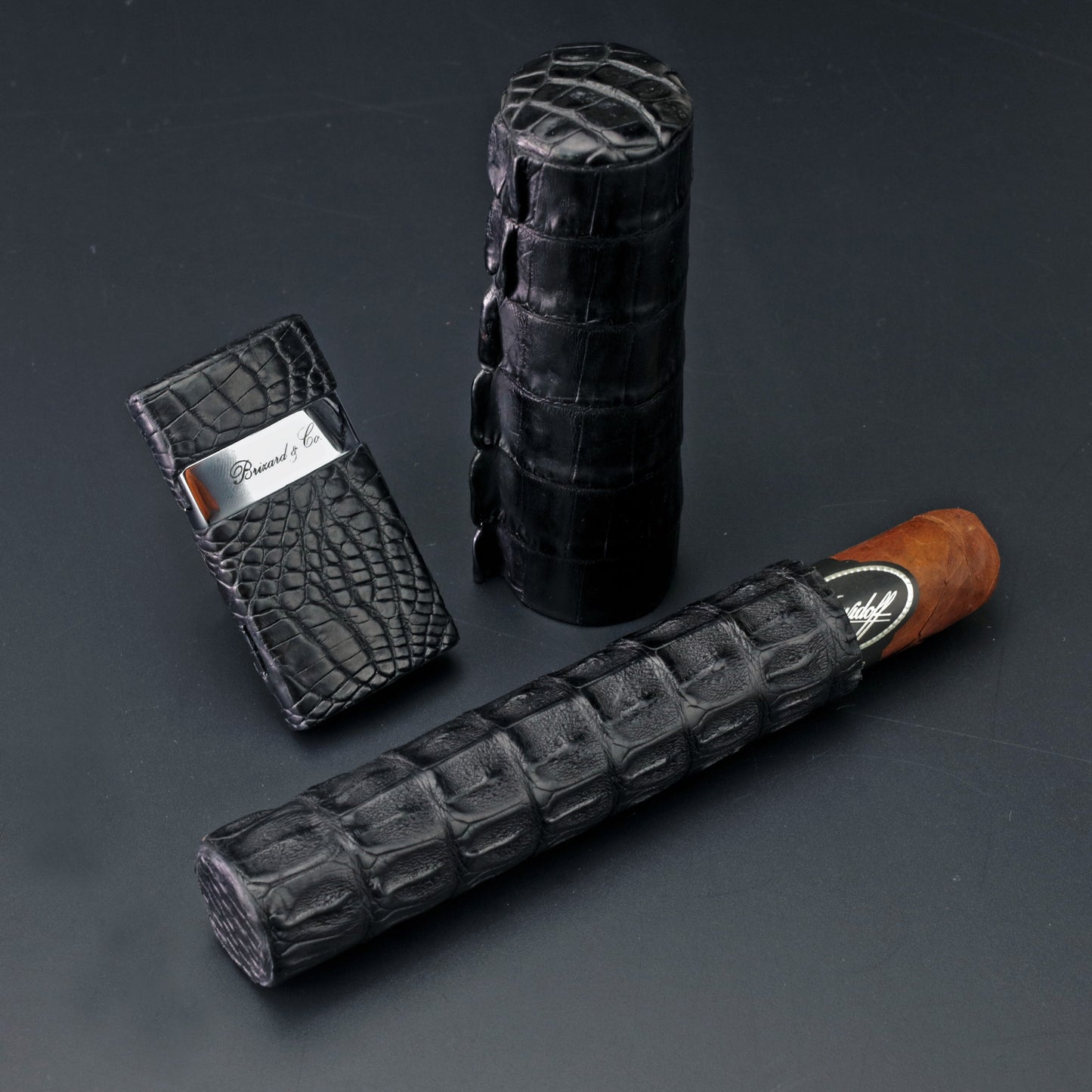 Venezia Lighter - Genuine Black Caiman Alligator