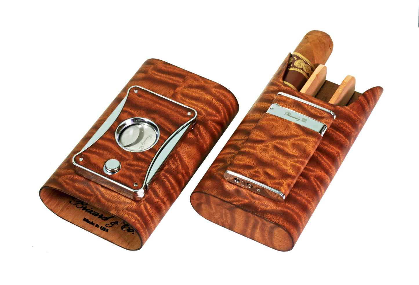 "Show Band" 3 Cigar Case - Sapele Pommele