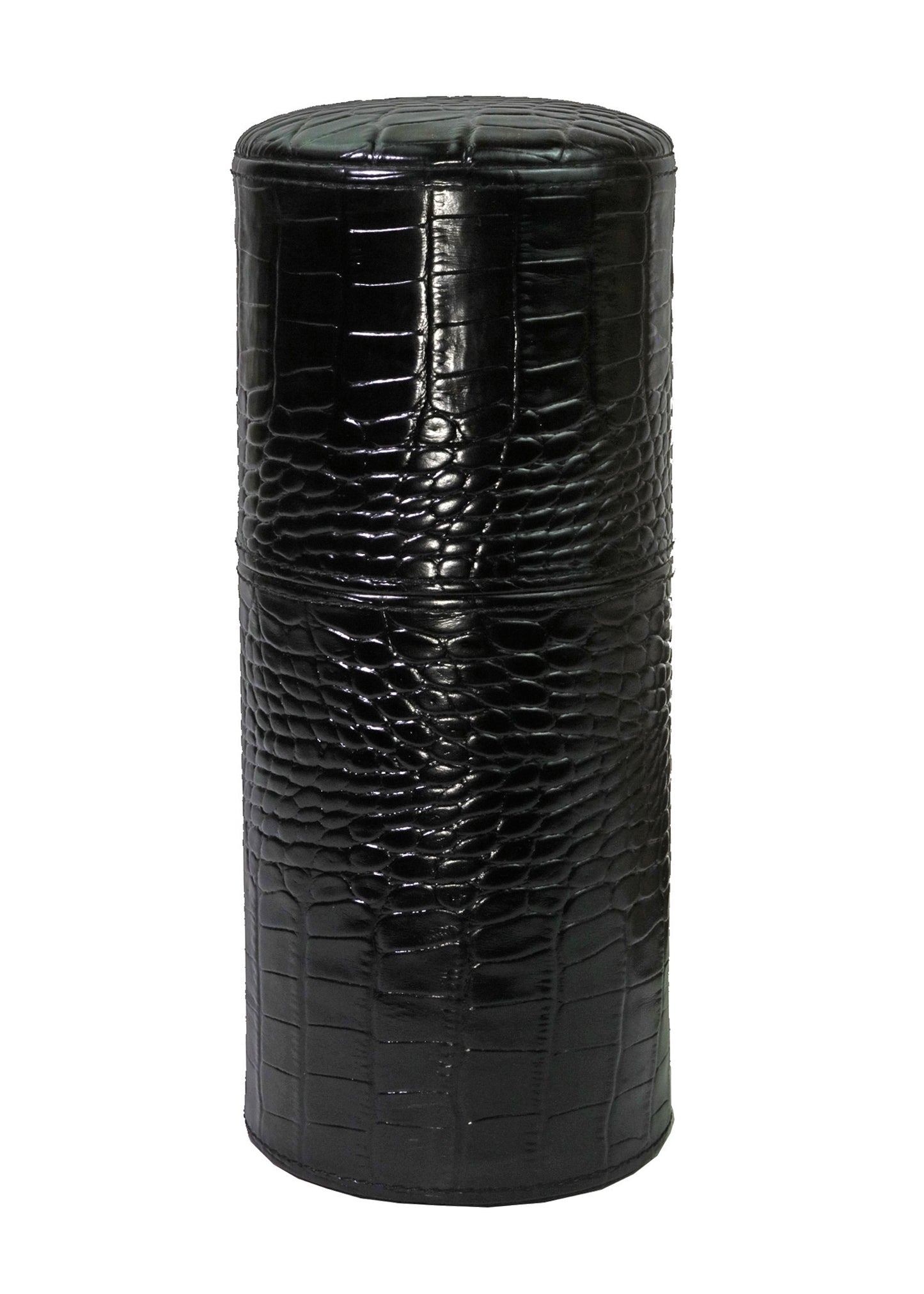 The Cylindrical Desk Humidor - Croco Pattern Black