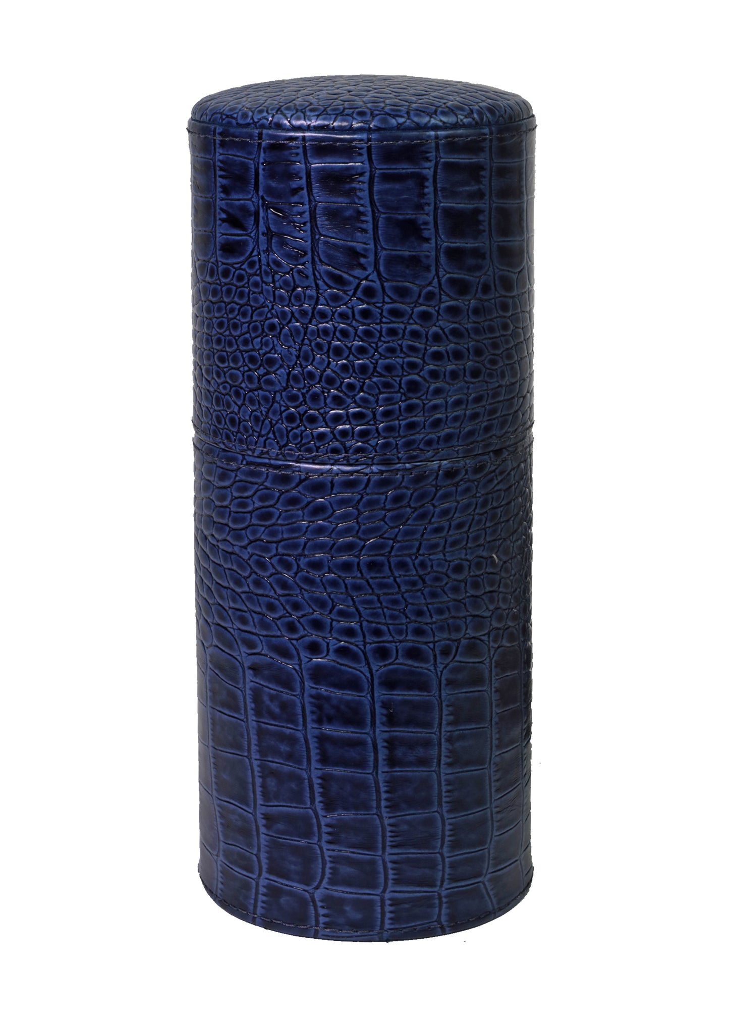 The Cylindrical Desk Humidor - Indigo Croco Pattern