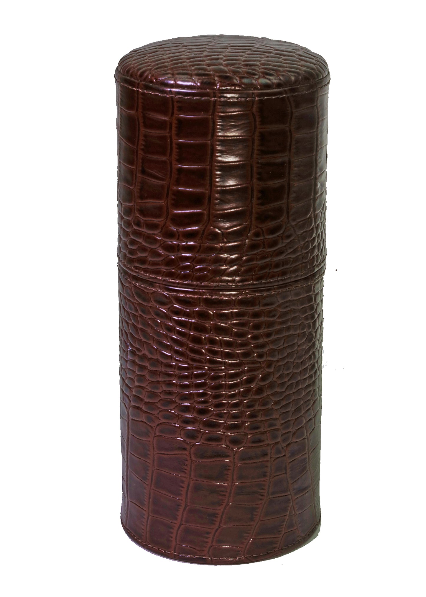 The Cylindrical Desk Humidor - Croco Pattern Tobacco