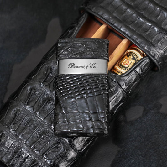 Venezia Lighter - Genuine Black Caiman Alligator
