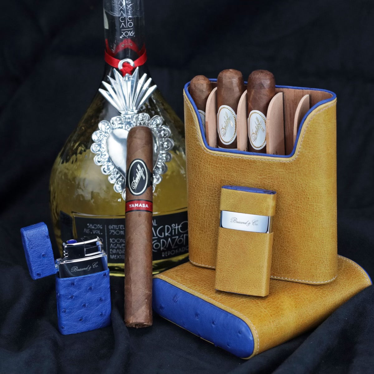 Venezia Lighter - Camel Color and Blue Leather