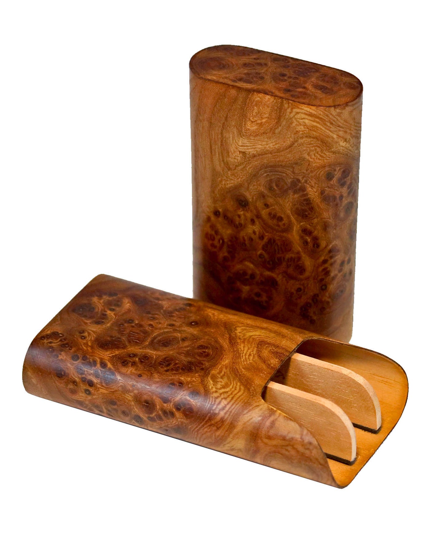 "Show Band" 3 Cigar Case - Carpathian Burl