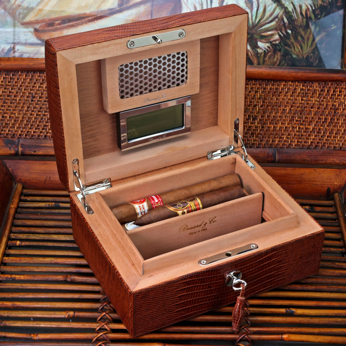 "La Casita de Puros" Humidor - Lizard Pattern Havana (12/20 Count)