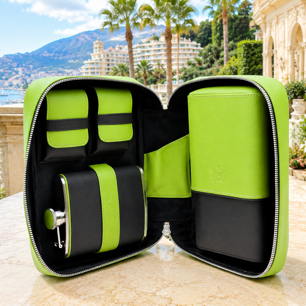 Havana Traveler - Black and Lime Green Leather