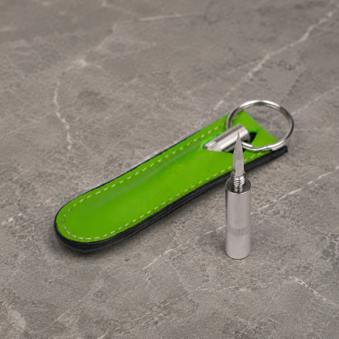 The "Trilogy" Cigar Punch - Black and Lime Green Leather