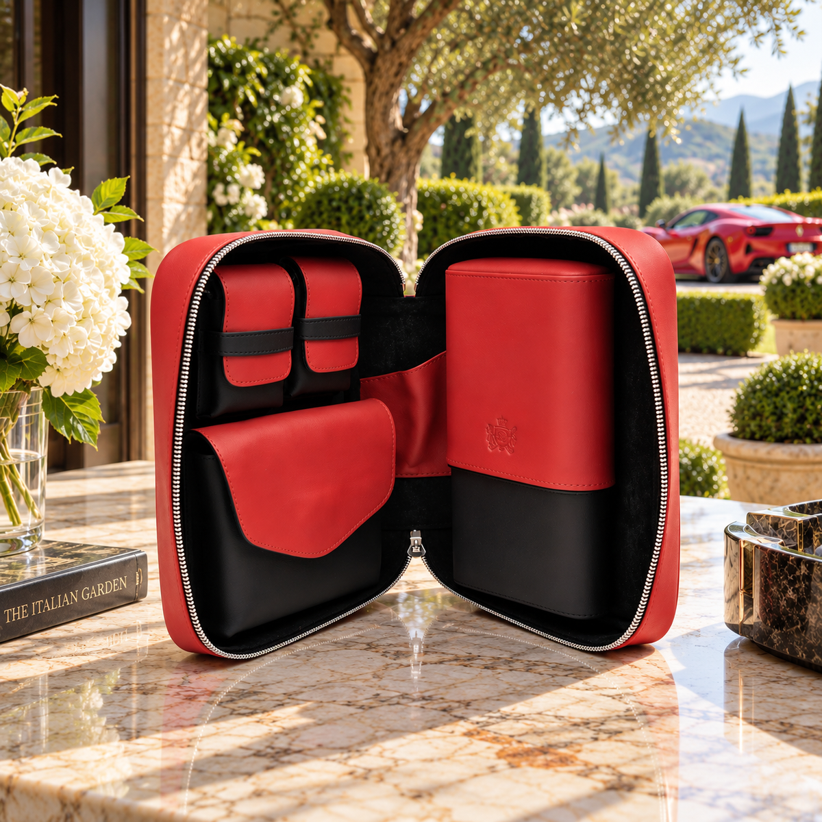 Havana Traveler (Valuables Pouch) - Red and Black Leather