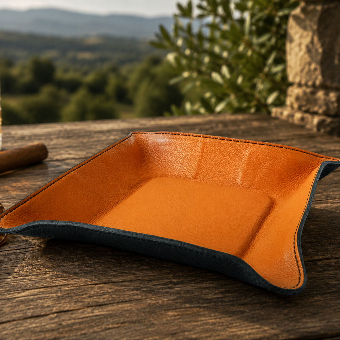 The "Valet" Leather Tray - Tan Leather