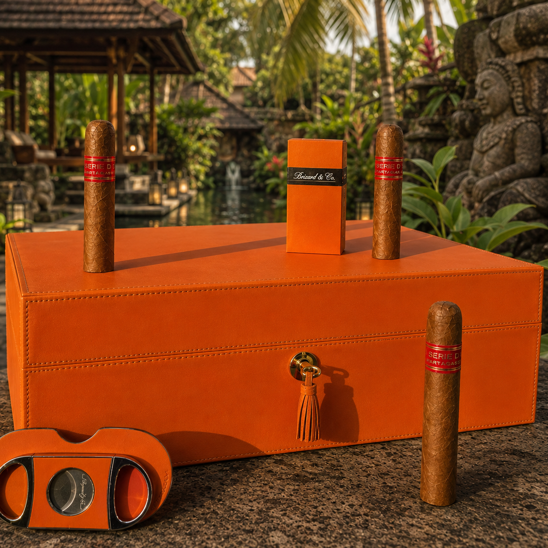 The "Airflow" Cigar Humidor - Orange Leather (60/70 Count)