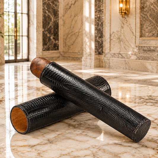 The Single Cigar Tube - Lizard Pattern Black
