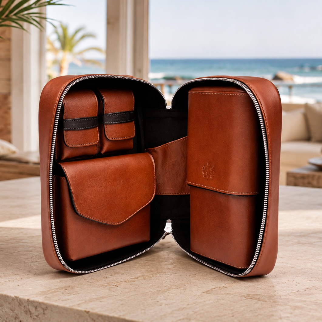 Havana Traveler (Valuables Pouch) - Whisky and Black Leather