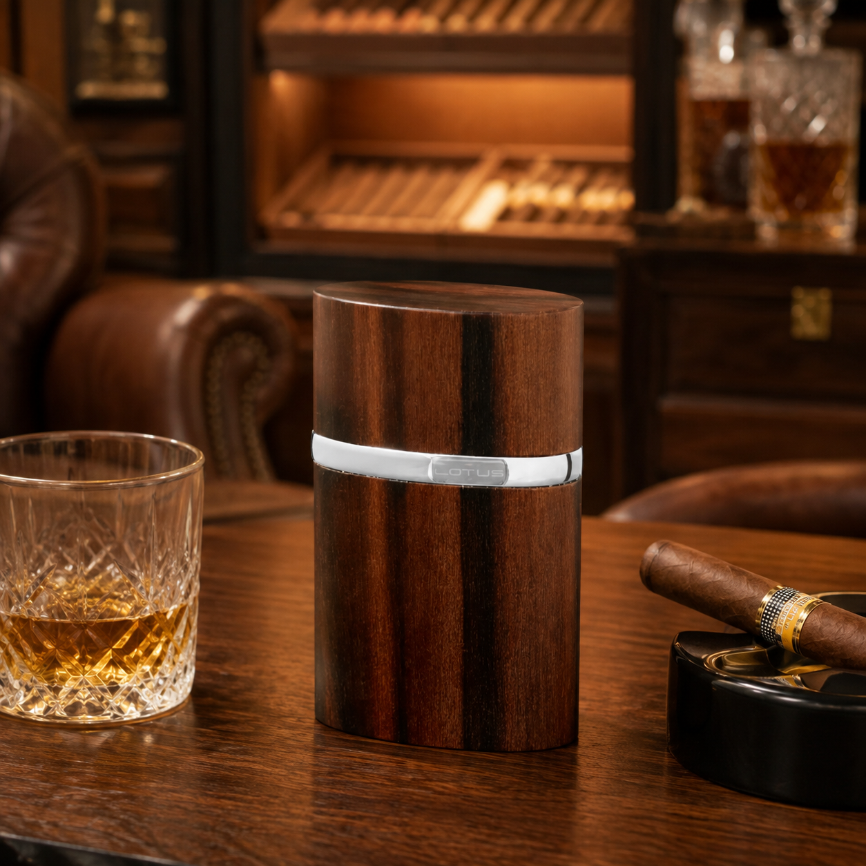 The "Triple Jet" Table Lighter - Macassar Ebony