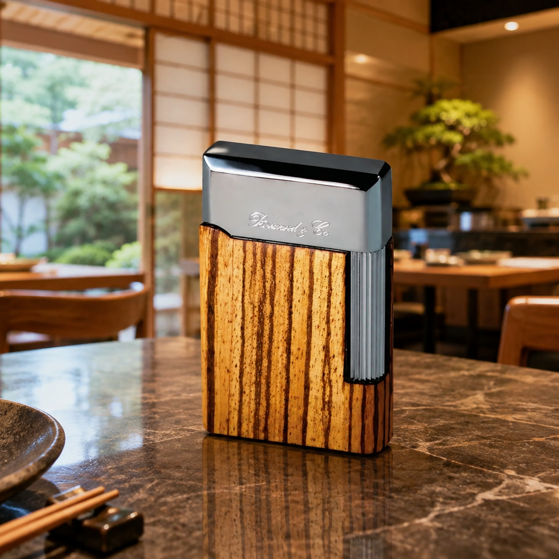 The "Eternel" Double Soft Flame Lighter - Zebrawood