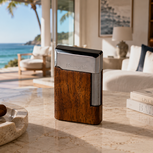 The "Eternel" Double Soft Flame Lighter - Curly Walnut