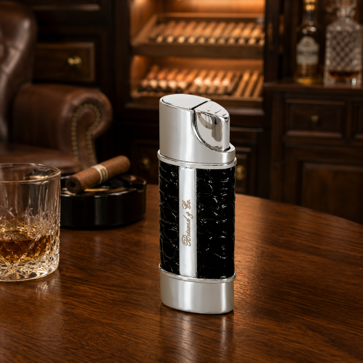 The "Nano" Lighter - Croco Pattern Black