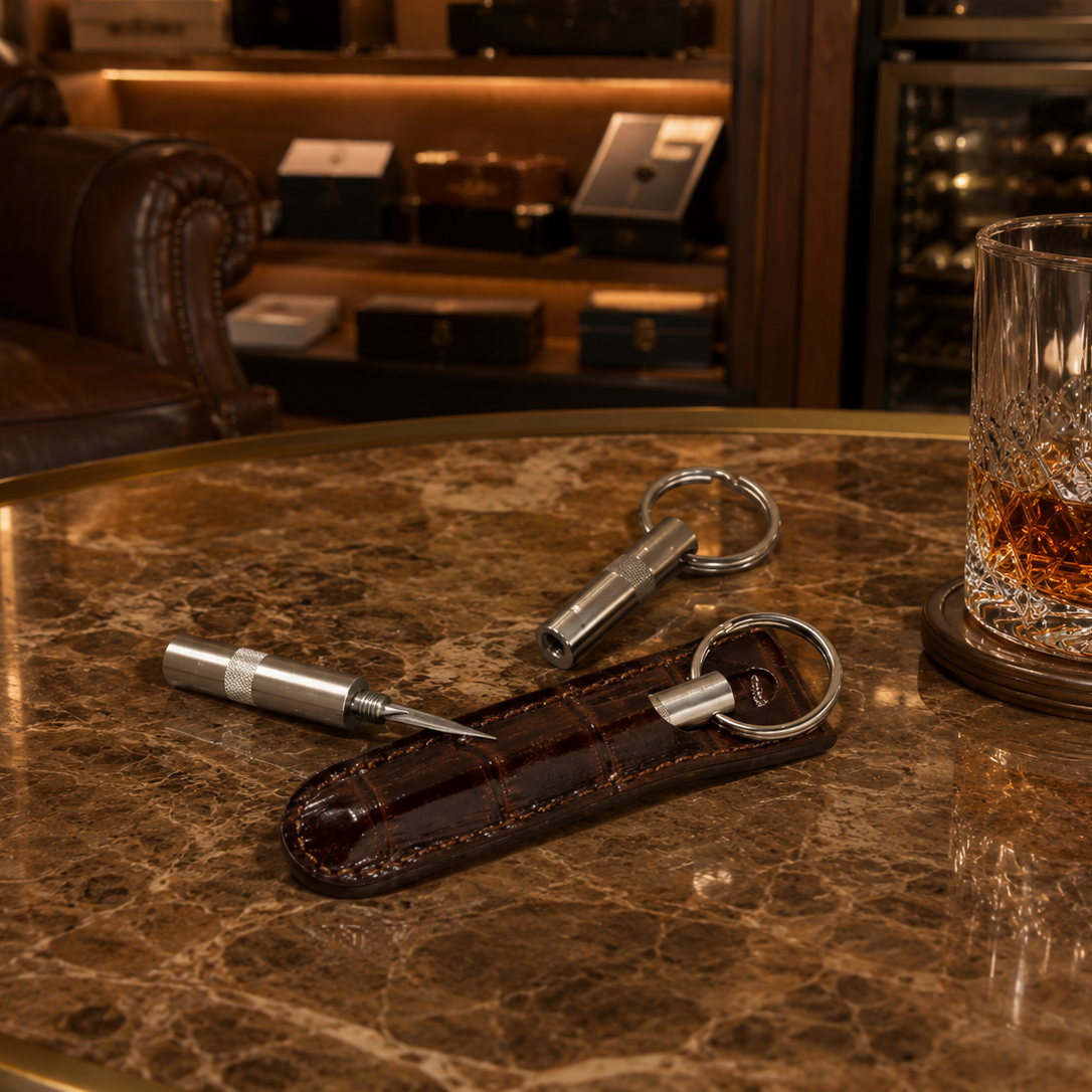 The "Trilogy" Cigar Punch - Croco Pattern Tobacco